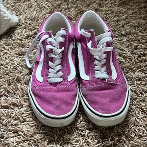 Vans Kids Fuchsia and White Sneakers